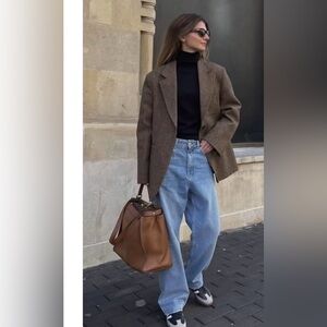 ⭐️ VINTAGE Samuelsohn Harry Rosen wool tweed blazer scandi girl oversized 40R